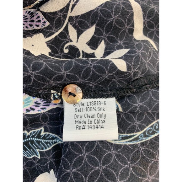 Johnny Was JADE Cruz Lounge Top Floral Silk Button Blouse Long Sleeve L13819 XL - Picture 13 of 13